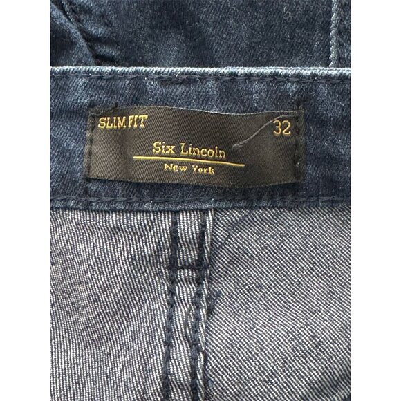 Six Lincoln New York MENs Slim Fit Jeans Size 32 Dark Wash Denim Casual Pants - Picture 4 of 12